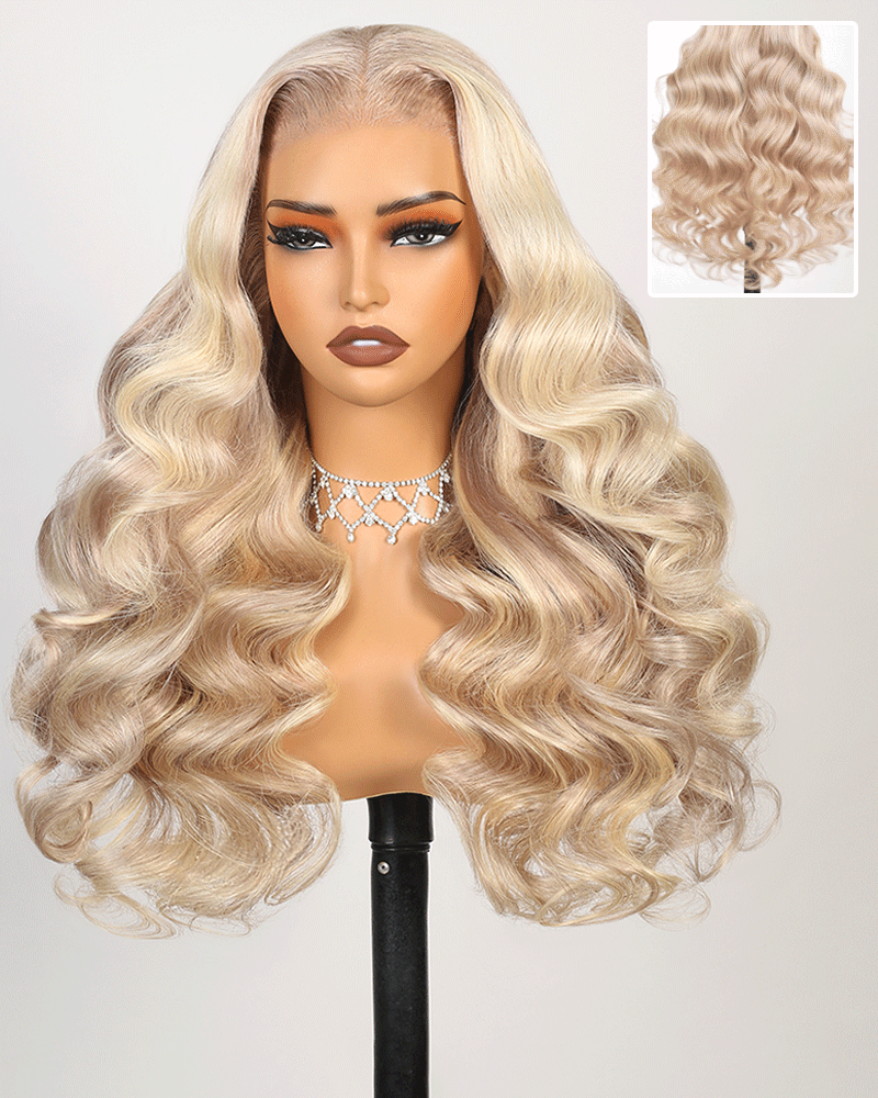 【$299 = 2 WIGS】Arabella 13x6 Three-Go™ Blonde Highlight Glueless Wig Loose Body Wave With Drawstring 100% Human Hair Wig