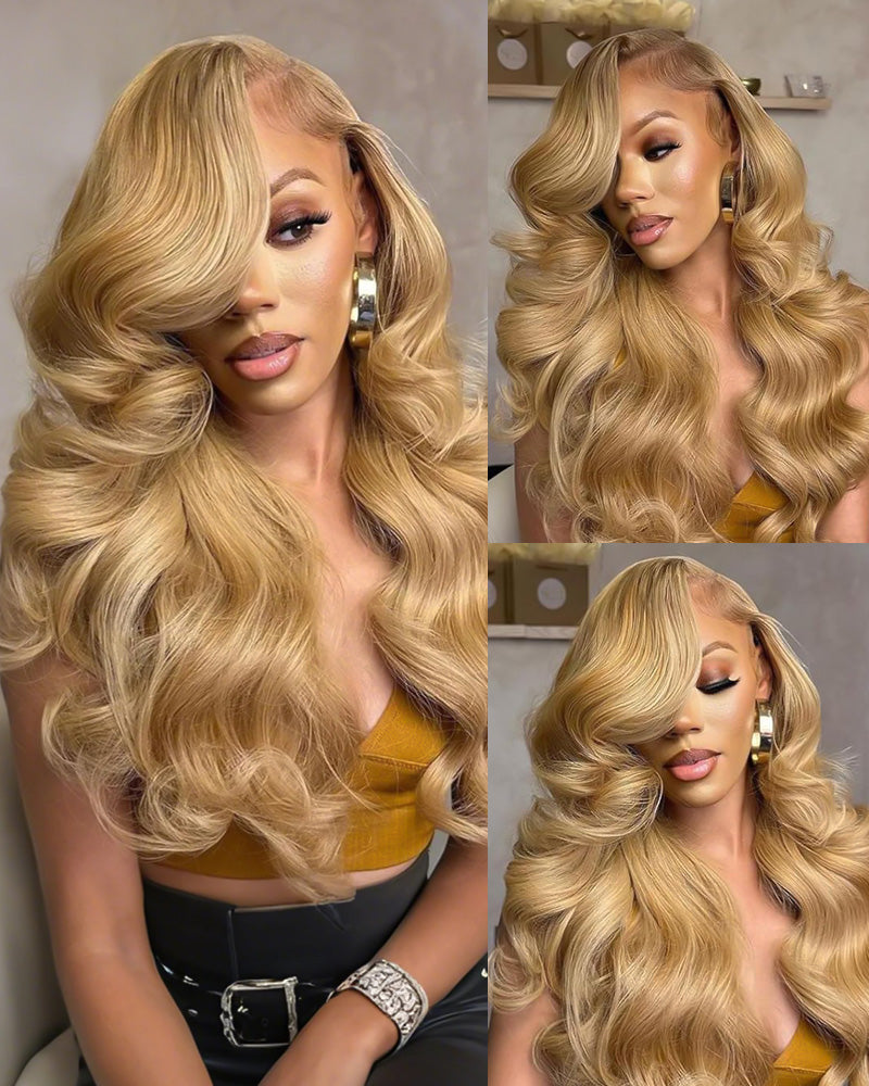 000Light Brown Colored Body Wave 13x4 Lace Front Human Hair Wigs Free Part