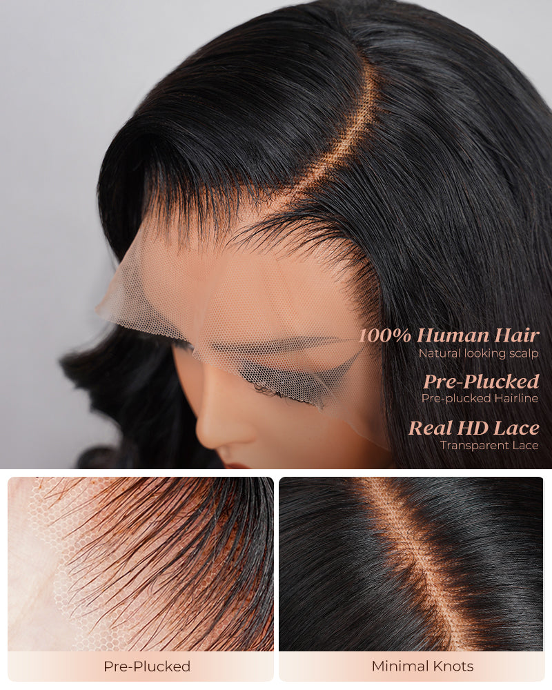 00030"=$279 | HD Lace 13x4 Frontal Body Wave Natural Black Human Hair Wig Free Part