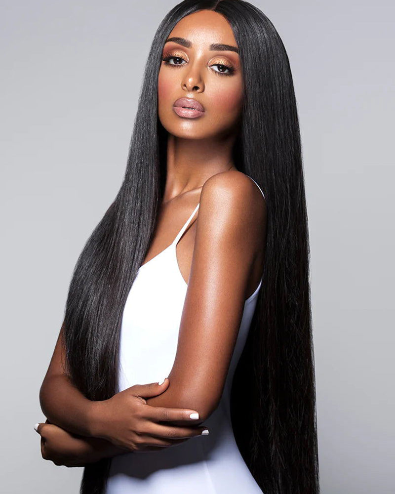 000Arabella Luxury 6x5 invisible knots Glueless 36 Inches Long Length Silky Straight Wig Pre-cut Lace Natural Black Beginner Friendly 36