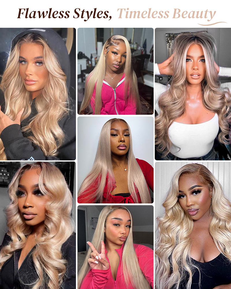 Arabella 13x4 Frontal Lace Ash Blonde Ombre Loose Body Wave Wig Beginner Friendly
