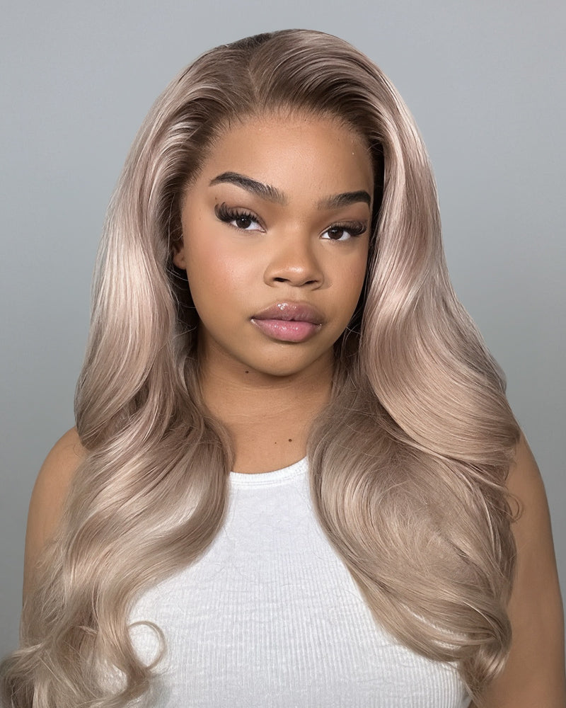 000Arabella 6x5 invisible knots Glueless Ash Blonde Ombre Loose Body Wave Wig Pre-cut Lace Beginner Friendly