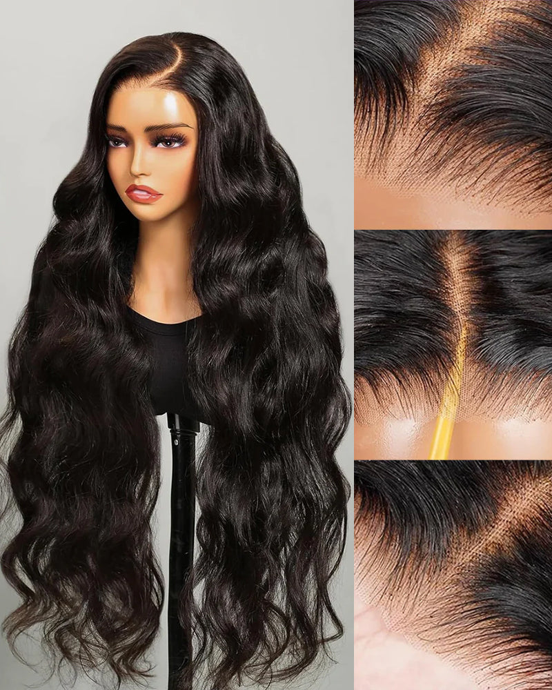 【30" Super Sale】Minimalist Series Glueless 6x5 Pre-Cut Lace Natural Black and Dark Brown Colored Body Wave/Straight Human Hair Wigs