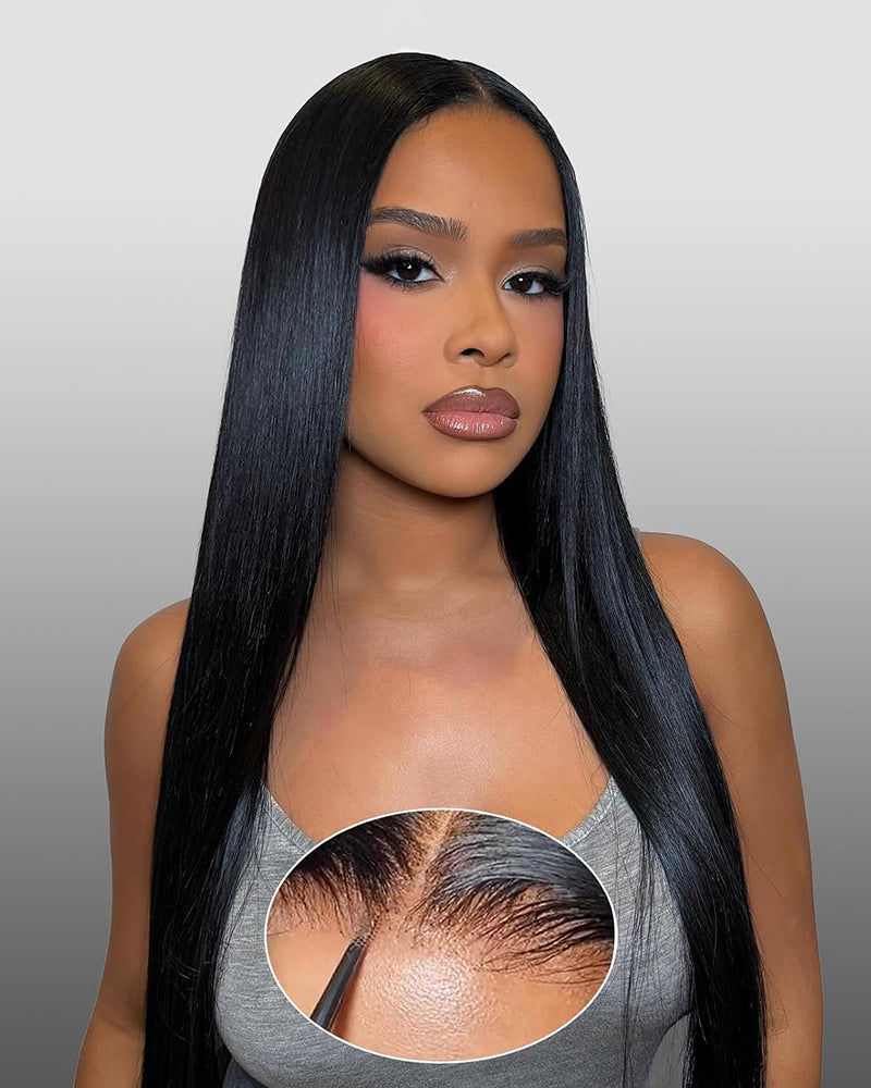 【30" Super Sale】Minimalist Series Glueless 6x5 Pre-Cut Lace Natural Black and Dark Brown Colored Body Wave/Straight Human Hair Wigs