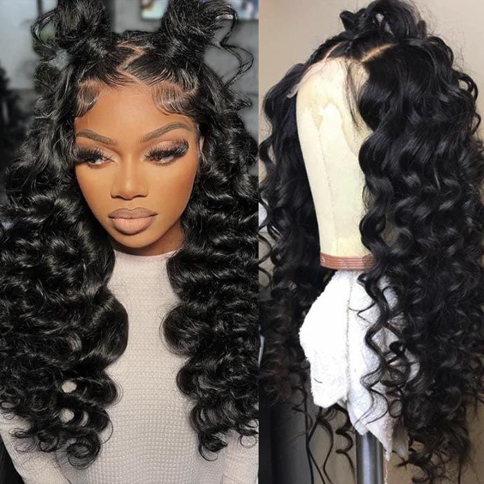 Arabella 360 Full Lace Glueless Loose Deep Wave Wig Invisi Drawstring Natural Black Pull & Go