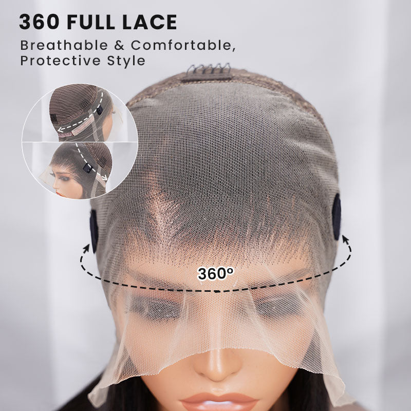 Arabella 360 Full Lace Glueless Deep Wave Wig Invisi Drawstring Natural Black Pull & Go