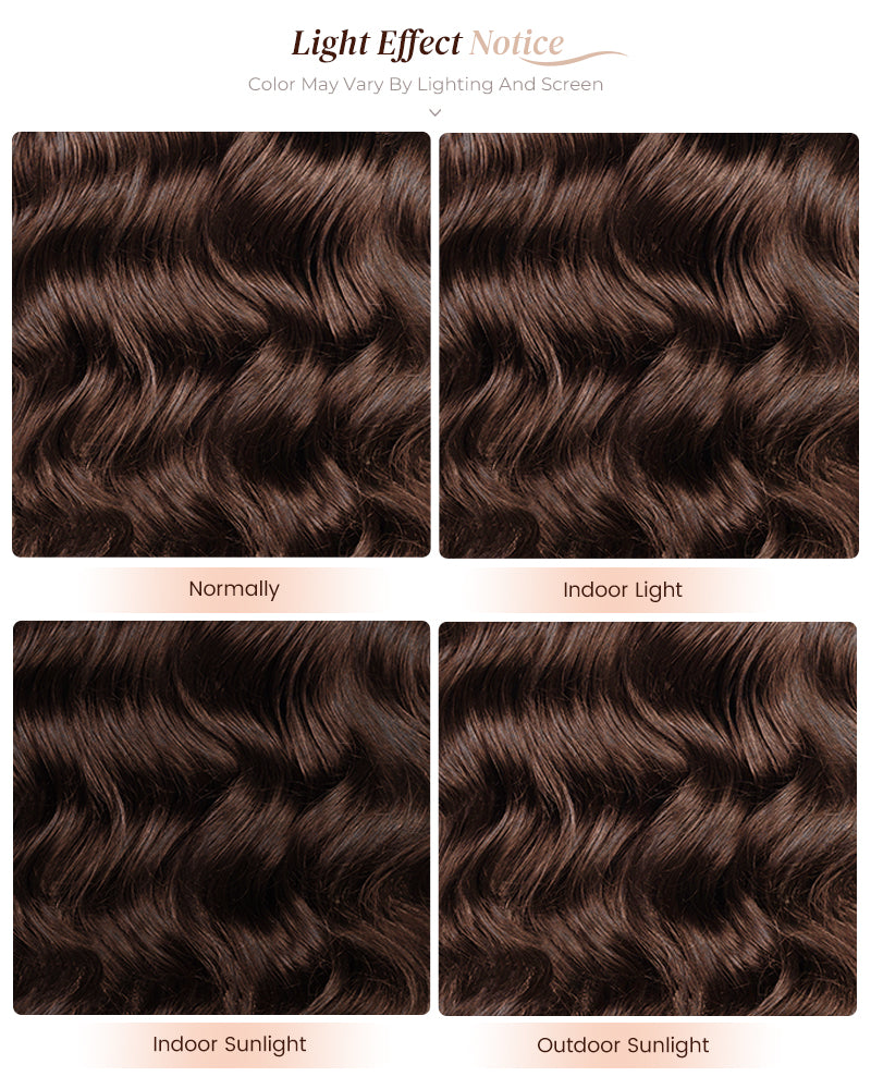 arabella Hair chocolate brown wig / chestnut wig color in different lighting, glueless 100% human hair wig