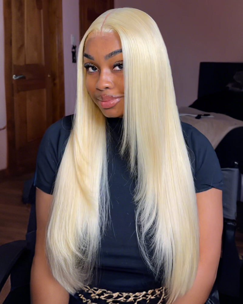 【$299 = 2 WIGS】Arabella 13x6 Three-Go™ 613 Blonde Glueless Wig Silky Straight With Drawstring 100% Human Hair Wig