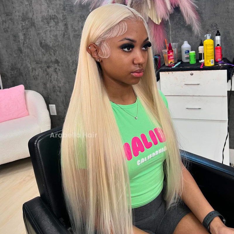 Arabella 【30" Super Sale】 6x5 invisible knots & 13x4 Frontal Lace 613 Blonde Straight Wig Invisible Knots