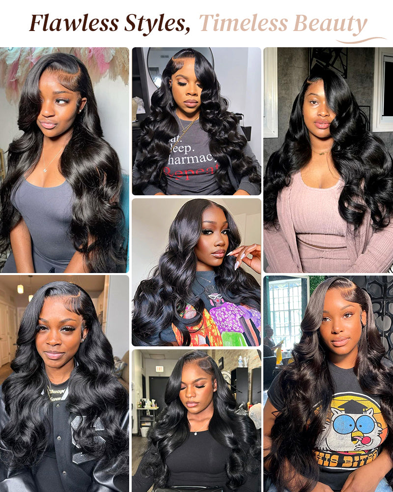 Arabella 6x5/13x4 Lace Glueless Body Wave Wig Pre-cut Lace Natural Black Beginner Friendly