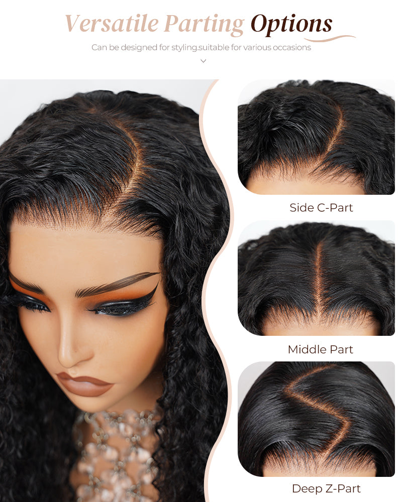 Arabella 6x5 invisible knots Glueless Jerry Curly Wig Pre-cut Lace Natural Black Beginner Friendly