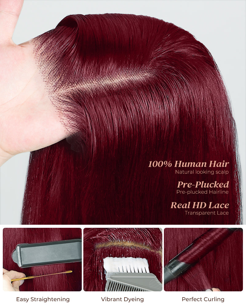 Arabella 6x5 invisible knots Glueless Wine Red Loose Body Wave Wig Pre-cut Lace Beginner Friendly