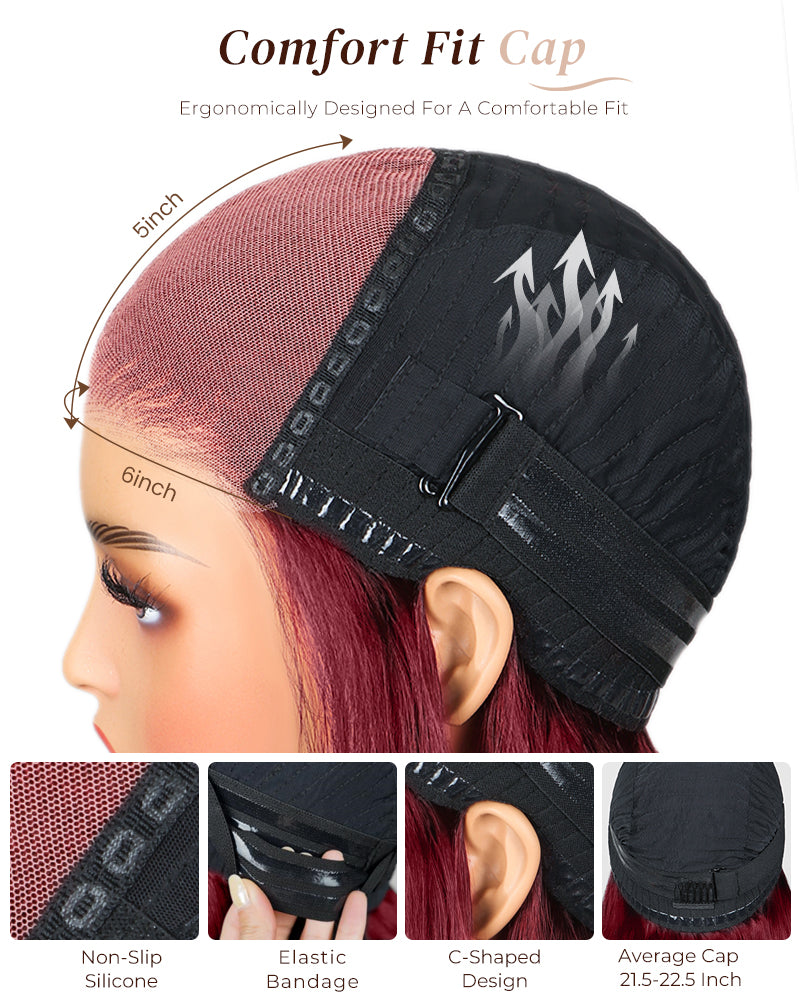 Arabella 6x5 invisible knots Glueless Wine Red Loose Body Wave Wig Pre-cut Lace Beginner Friendly