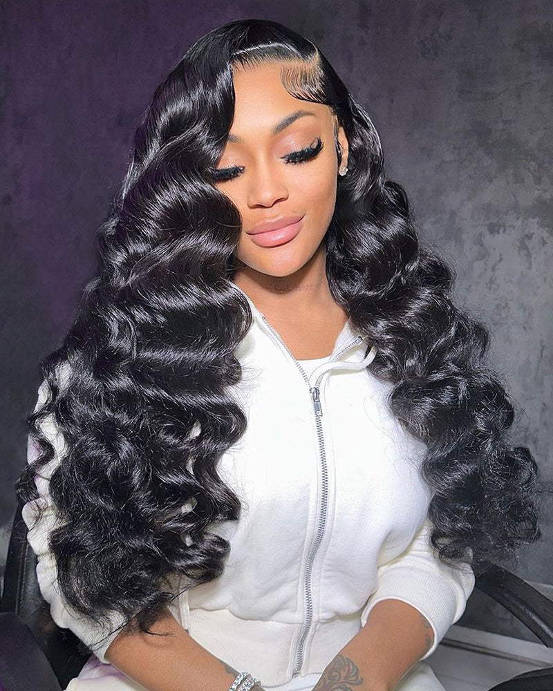 【$299 = 2 WIGS】Arabella 13x6 Three-Go™ Glueless Wig Loose Deep Wave With Drawstring Natural Black 100% Human Hair Wig