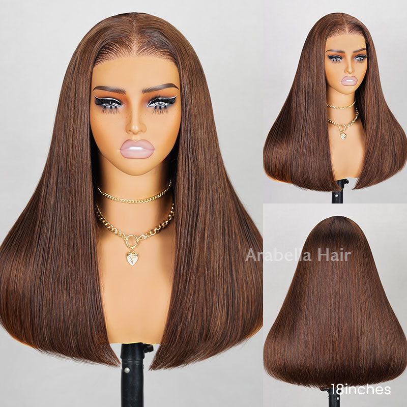 Arabella 6x5 invisible knots Glueless Chocolate Brown Wig Straight Wig Pre-cut Lace Beginner Friendly