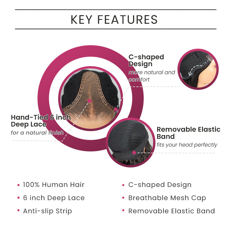 Arabella $59 Final Deal Price 6x6 Lace Glueless Auburn Highlights on Black Hair/Natural Black Straight/Jerry Curly Bob Wig