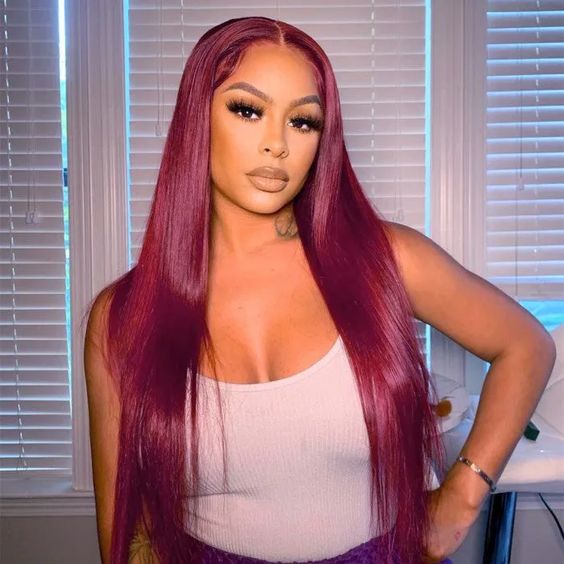 【$299 = 2 WIGS】Arabella 6x5/13x4 Lace Glueless Burgundy 99J Straight Wig Pre-cut Lace Beginner Friendly