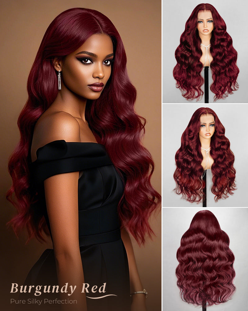 Arabella 6x5/13x4 Lace Glueless Burgundy 99J Straight Wig Pre-cut Lace Beginner Friendly