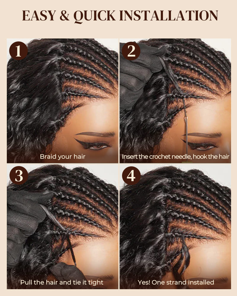 Arabella Water Wave Feather Crochet Hair Natural Black Hair Extensions Pre-Separated Lightweight Miracle Knots