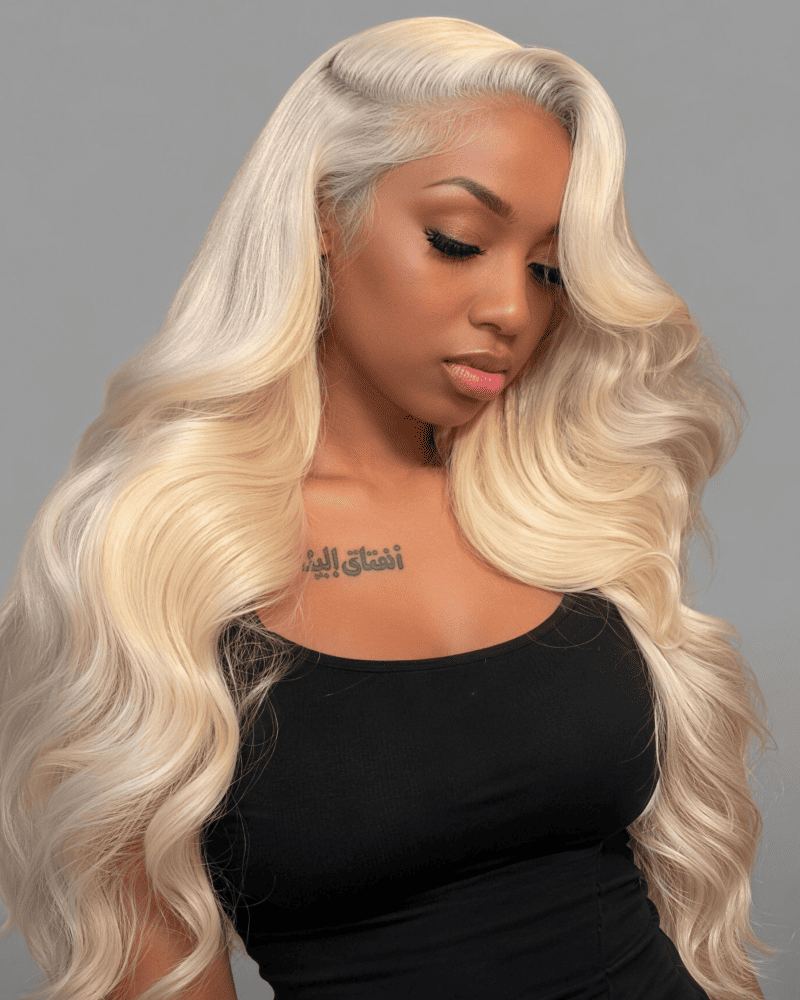 Arabella 13x4 Frontal Lace & 6x5 Invisible Knots Glueless 613 Blonde Body Wave Wig Invisible Knots Realistic Hairline