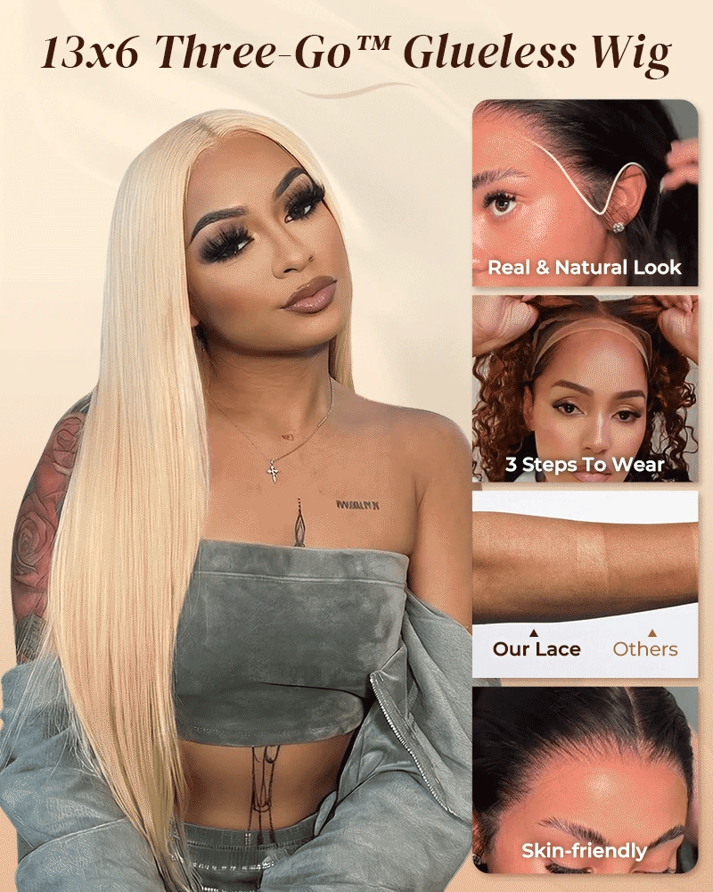 【$299 = 2 WIGS】Arabella 13x6 Three-Go™ 613 Blonde Glueless Wig Loose Body Wave With Drawstring 100% Human Hair Wig