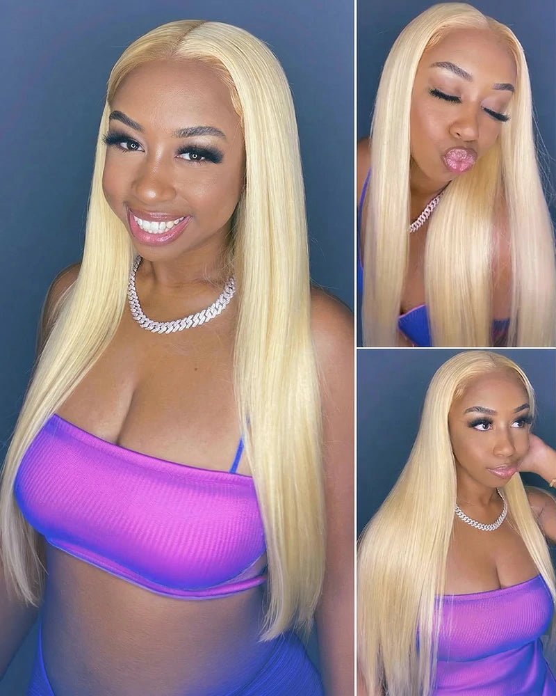 【$299 = 2 WIGS】Arabella 13x6 Three-Go™ 613 Blonde Glueless Wig Silky Straight With Drawstring 100% Human Hair Wig