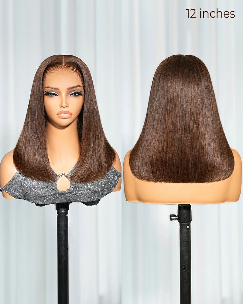 Arabella 13x6 Three-Go™ 250% Density Chocolate Brown Glueless Wig Straight Bob Wig With Drawstring