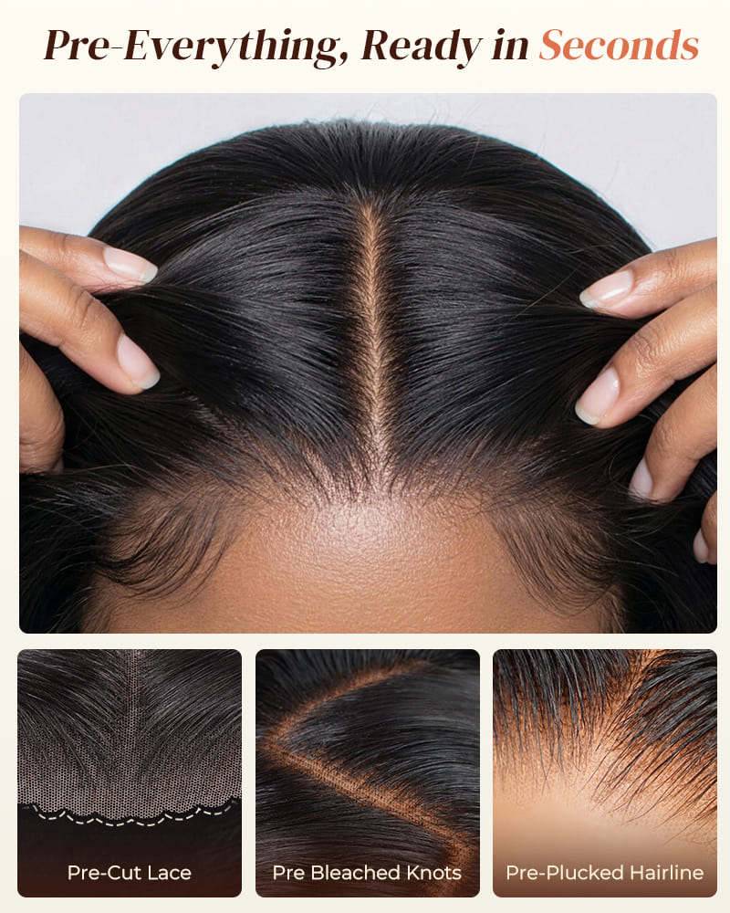 Arabella 13x5 Lace Glueless Straight Bob Wig With Pre-Cut Lace Invisible Knots Natural Black Virgin Hair Wig