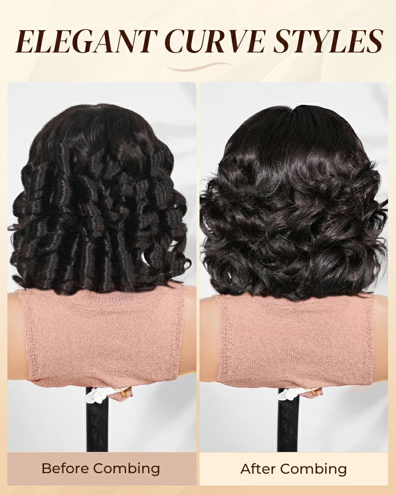 Arabella 6x5 invisible knots Glueless Loose Wave Bob Wig Pre-cut Lace Natural Black Beginner Friendly