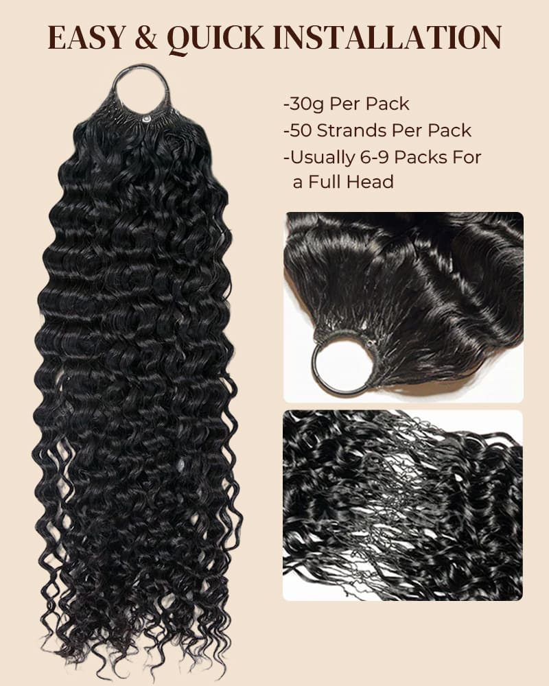 Arabella Water Wave Feather Crochet Hair Natural Black Hair Extensions Pre-Separated Lightweight Miracle Knots