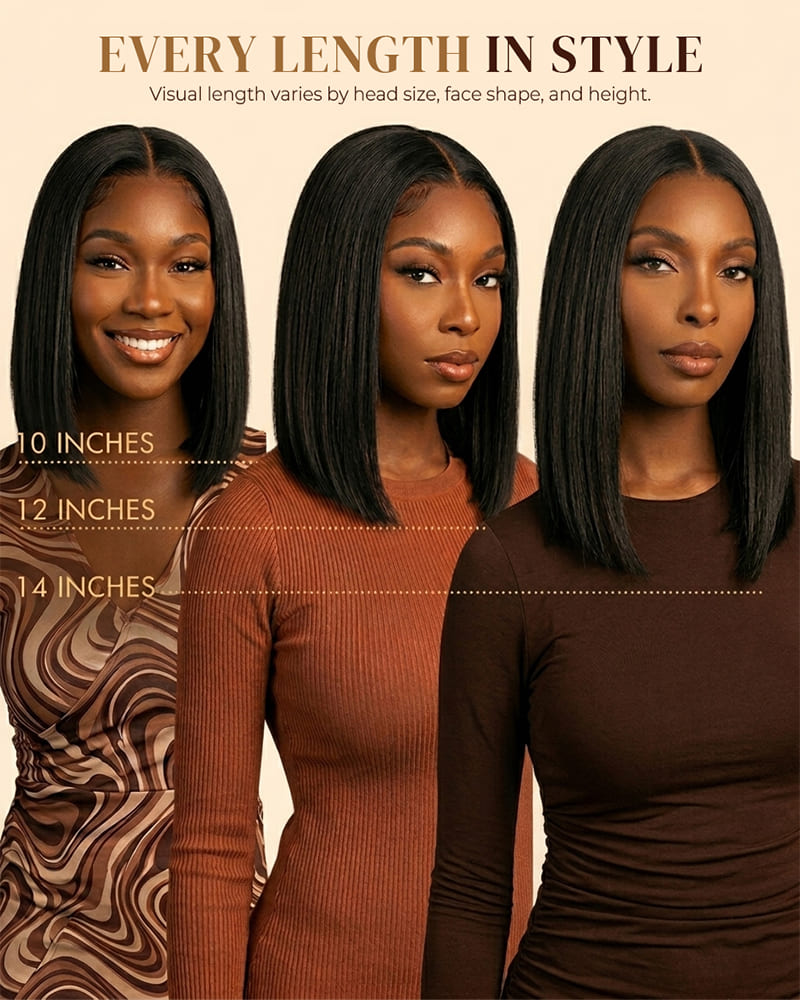 Arabella 13x5 Lace Glueless Straight Bob Wig With Pre-Cut Lace Invisible Knots Natural Black Virgin Hair Wig