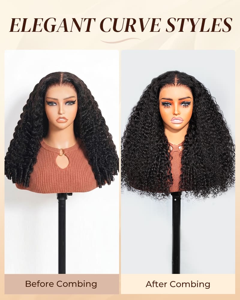 Arabella 13x6 Three-Go™ Natural Black Glueless Wig Jerry Curly with Burmese Curly With Drawstring 100% Human Hair Wig