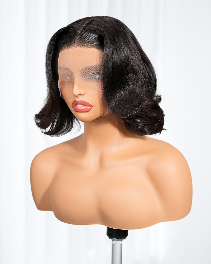 【BOGO】Arabella T-Part Lace Body Wave Bob Wig Natural Black Clip Easy Wear & Go