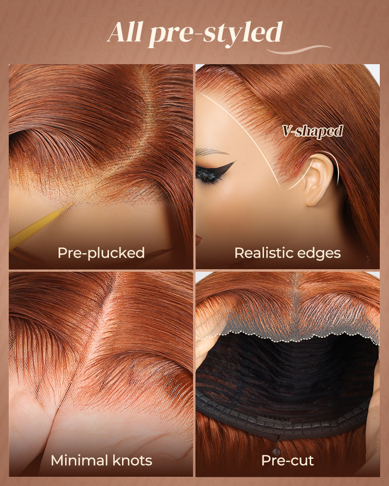 Auburn Highlights Brown Hair Glueless Wig