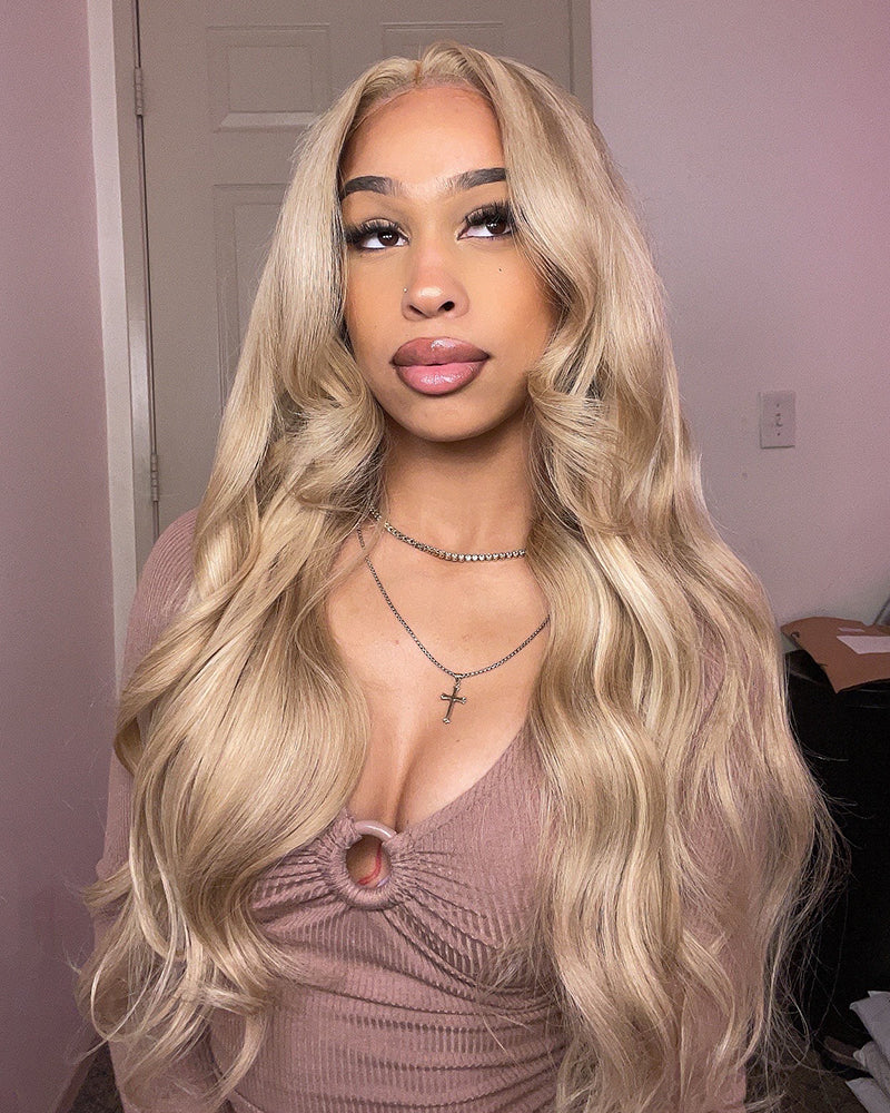 【$299 = 2 WIGS】Arabella 13x4 Frontal Lace Blonde Khaki Highlight Body Wave Wig Invisible Knots