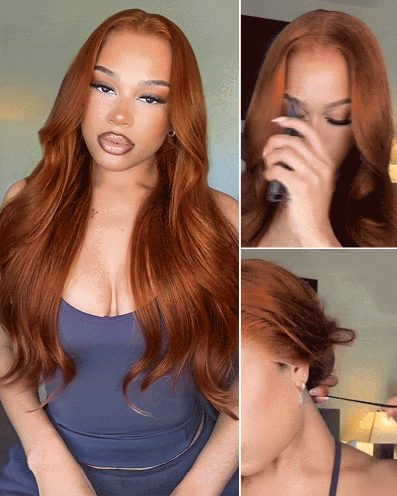 Arabella 13x6 Three-Go™ Dark Copper Ginger Glueless Wig Loose Body Wave With Drawstring 100% Human Hair Wig