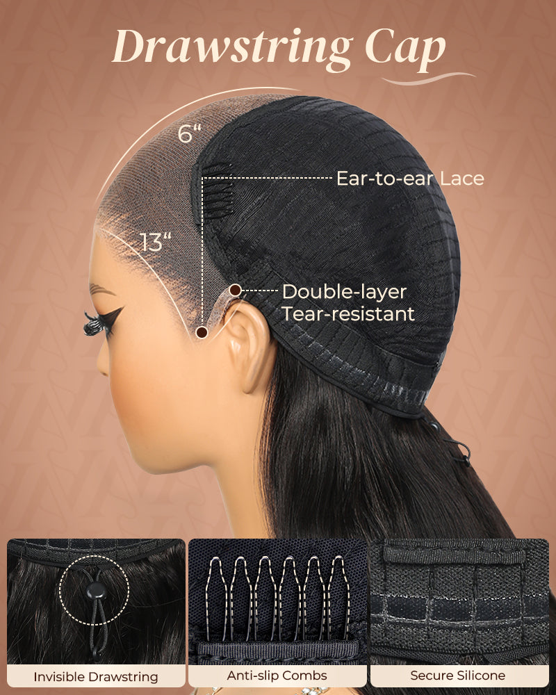 【$299 = 2 WIGS】Arabella 13x6 Three-Go™ Glueless Wig Loose Deep Wave With Drawstring Natural Black 100% Human Hair Wig