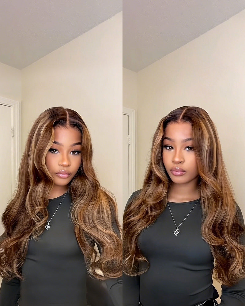 Arabella 13x6 Three-Go™ Ombre Highlight Honey Blonde Glueless Wig Body Wave With Drawstring 100% Human Hair Wig