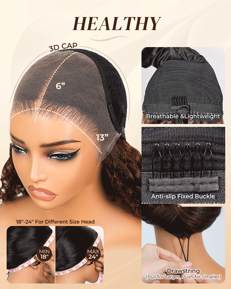 13x6 lace wig with drawstring: 13x6 lace front water wave wig with wide parting space and natural black color