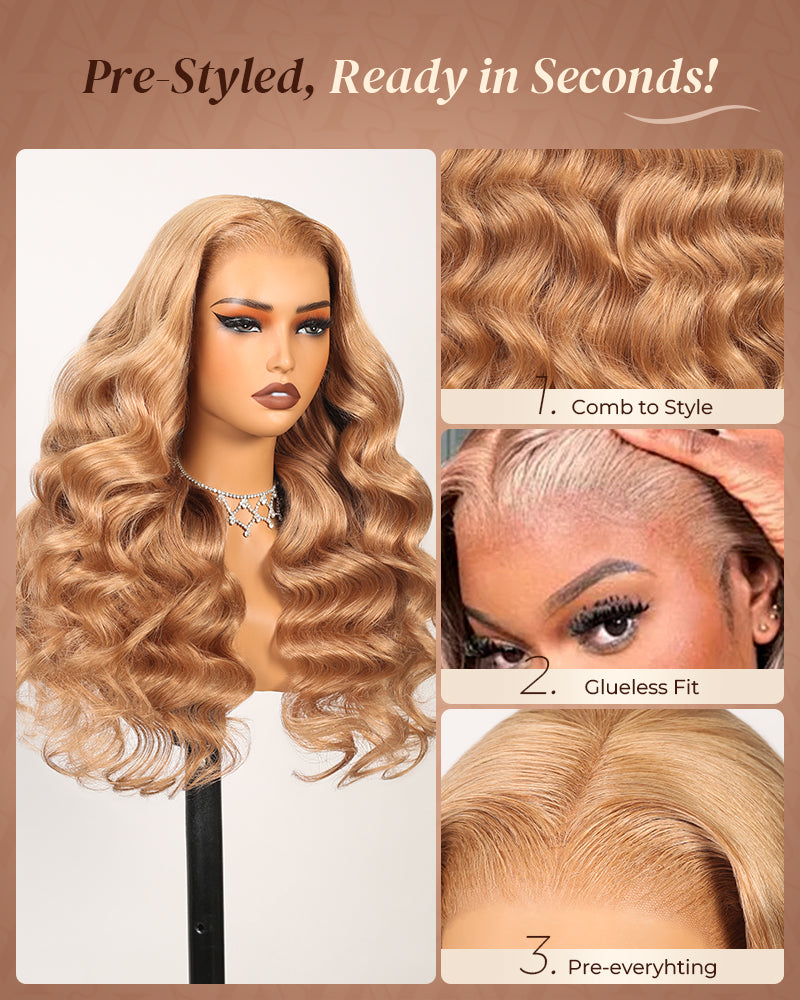【$299 = 2 WIGS】Arabella 13x6 Three-Go™ Milk Tea Brown Glueless Wig Loose Body Wave With Drawstring 100% Human Hair Wig