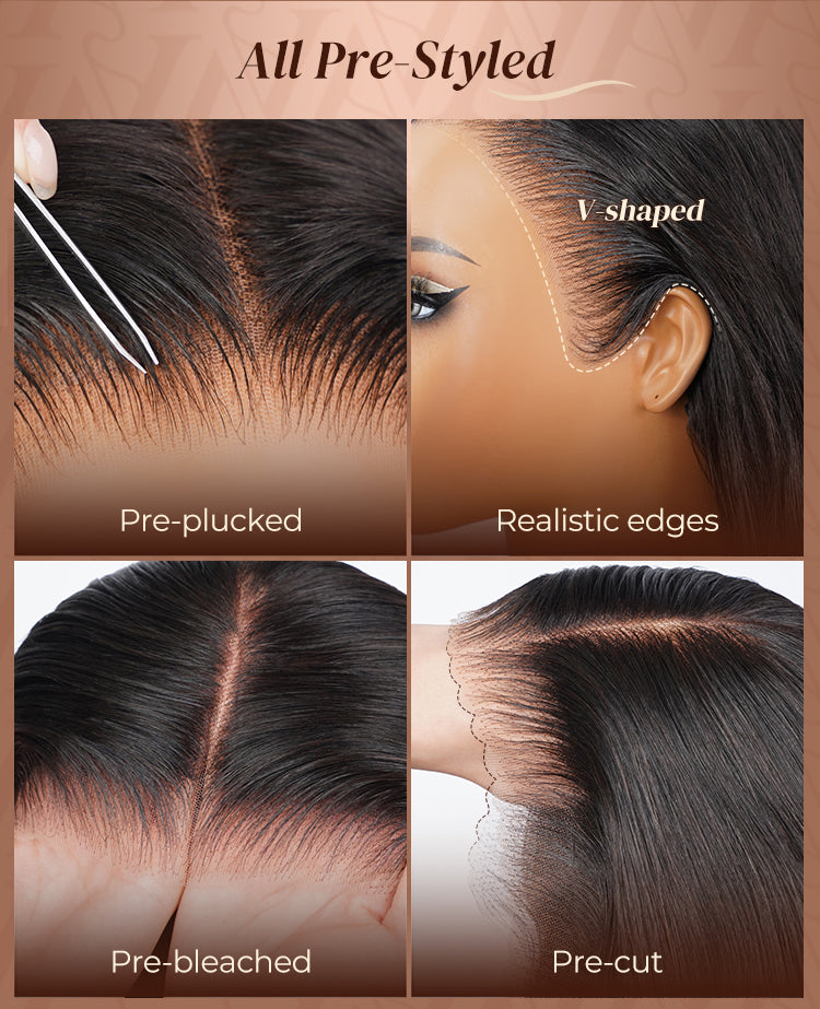 All pre-styled black body wave glueless lace front human hair wig