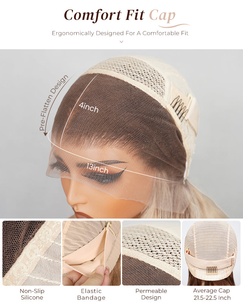 Arabella 13x6 Three-Go™ Ash Blonde Ombre Glueless Wig Silky Straight With Drawstring 100% Human Hair Wig