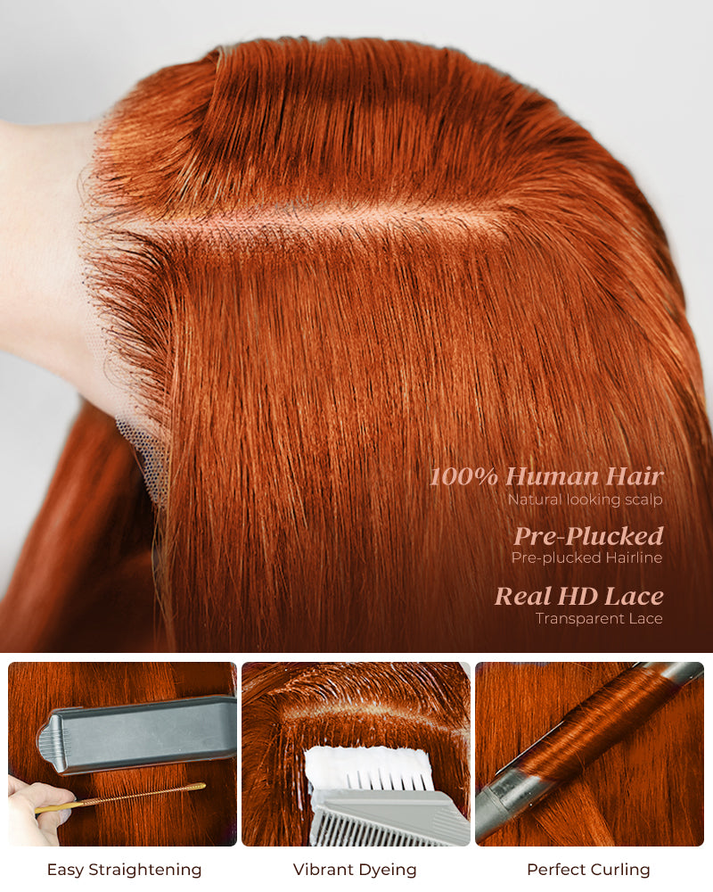 Arabella 6x5 invisible knots Glueless Ginger Ombre Loose Body Wave Wig Pre-cut Lace Beginner Friendly