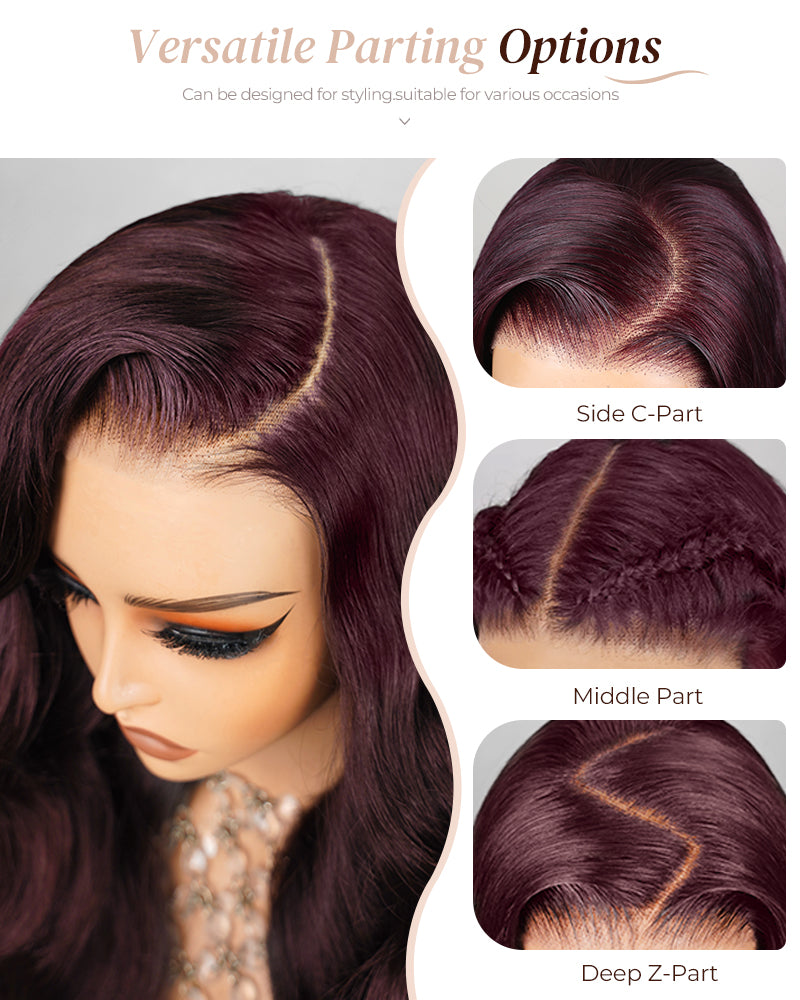 00024"=$183 | Ombre Plum Color Loose Body Wave Glueless 6x5 Pre-Cut Lace Human Hair Wig