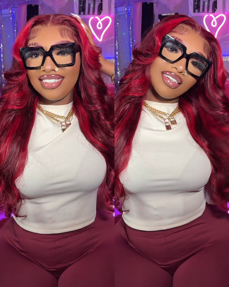 Arabella 6x5 invisible knots Glueless Wine Red Loose Body Wave Wig Pre-cut Lace Beginner Friendly