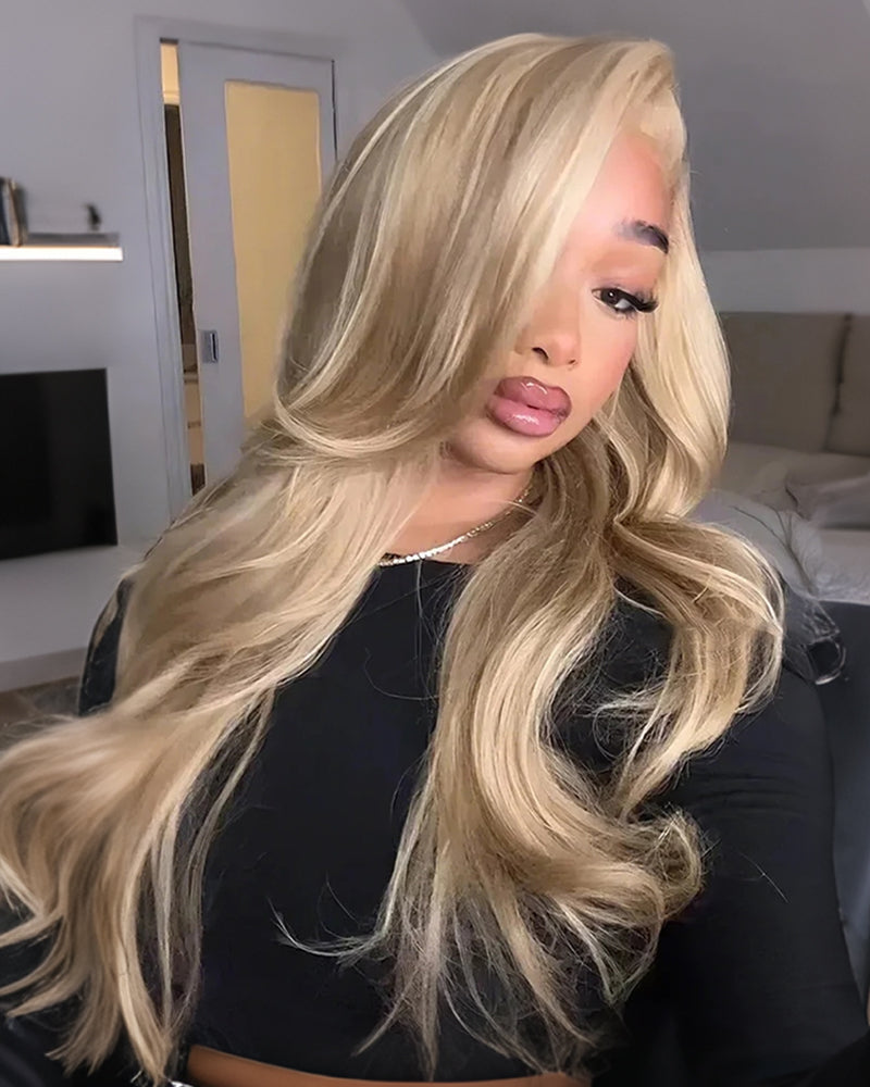 【$299 = 2 WIGS】Arabella 13x4 Frontal Lace Blonde Khaki Highlight Body Wave Wig Invisible Knots