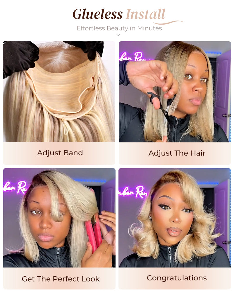 Arabella Hair glueless human hair bob wig—easy to wear, comfortable and natural look