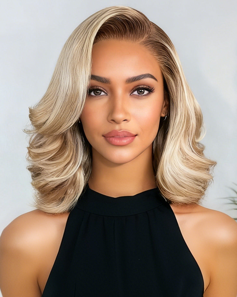 Arabella 6x5 invisible knots Glueless Loose Body Wave Bob Wig Pre-cut Lace Brown Blonde Ombre Beginner Friendly