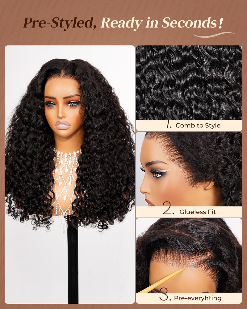 Arabella 13x6 Three-Go™ Glueless Wig Burmese Curly Natural Black With Drawstring