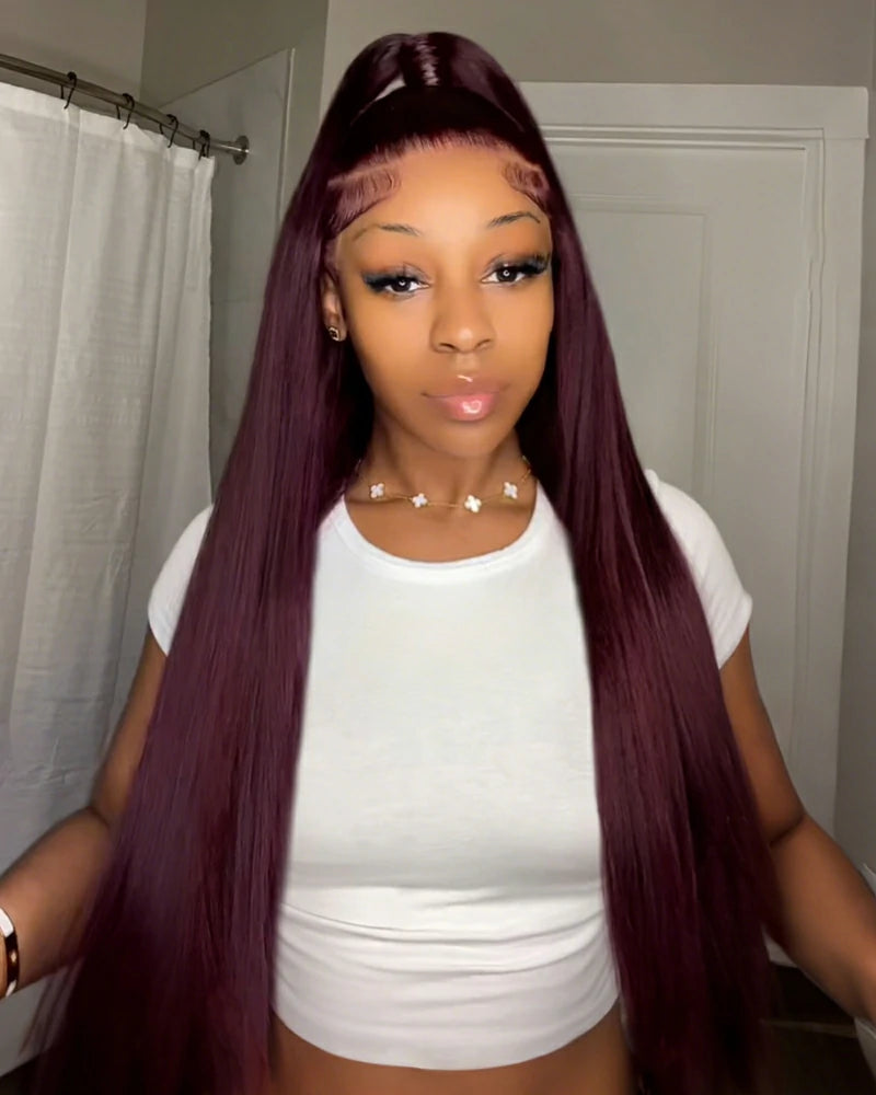 Arabella 13x6 Three-Go™ Dark Plum Glueless Wig Body Wave With Drawstring 100% Human Hair Wig